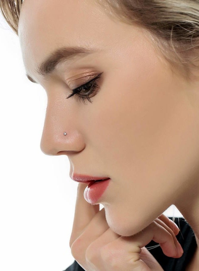 Tornito 20G 20Pcs Stainless Steel Nose Bone L Shaped Screw Studs Rings CZ Nose Ring Labret Nose Piercing Jewelry for Men Women (A1:20Pcs), Metal, cubic-zirconia - Image 2