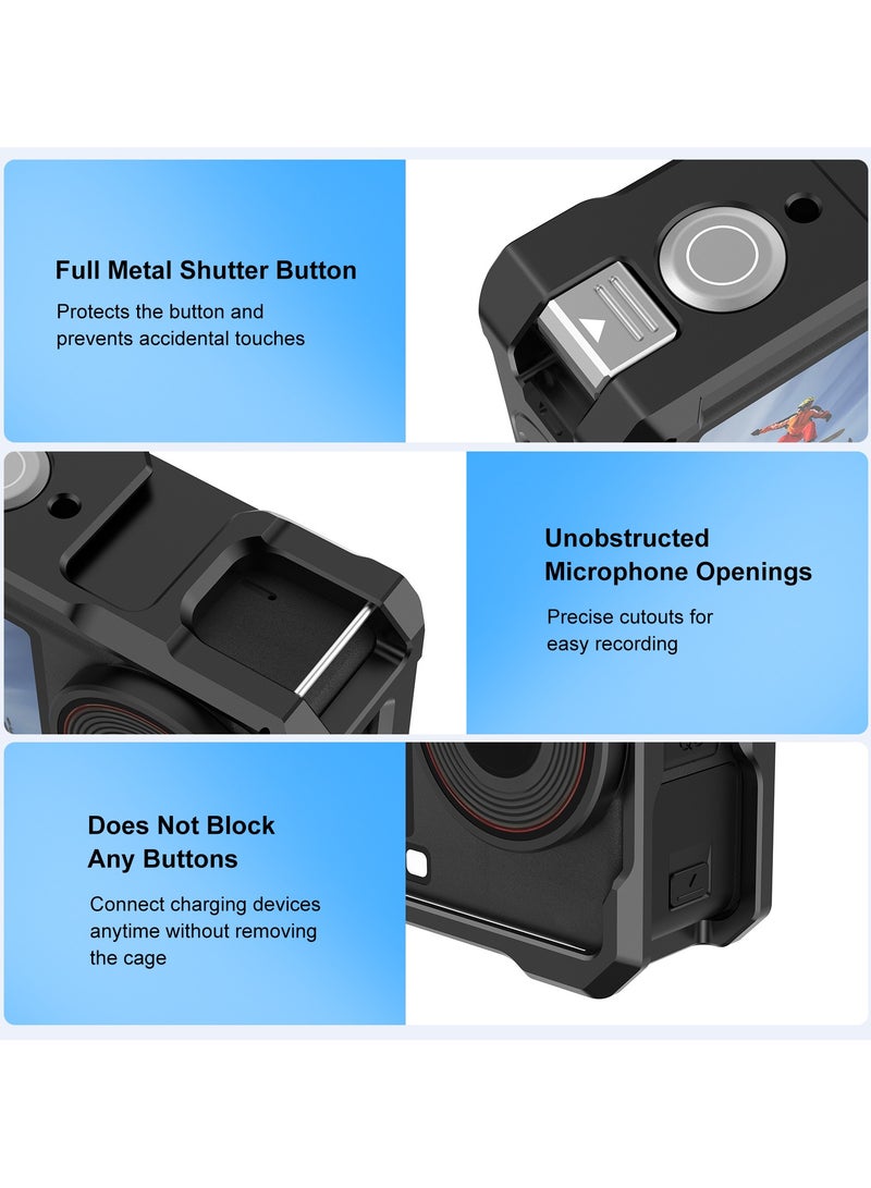 متوافق مع DJI Action 6 إطار حماية كاميرا من الألمنيوم مع منفذ Cold Shoe، تصميم فك سريع وحماية كاملة - Image 5