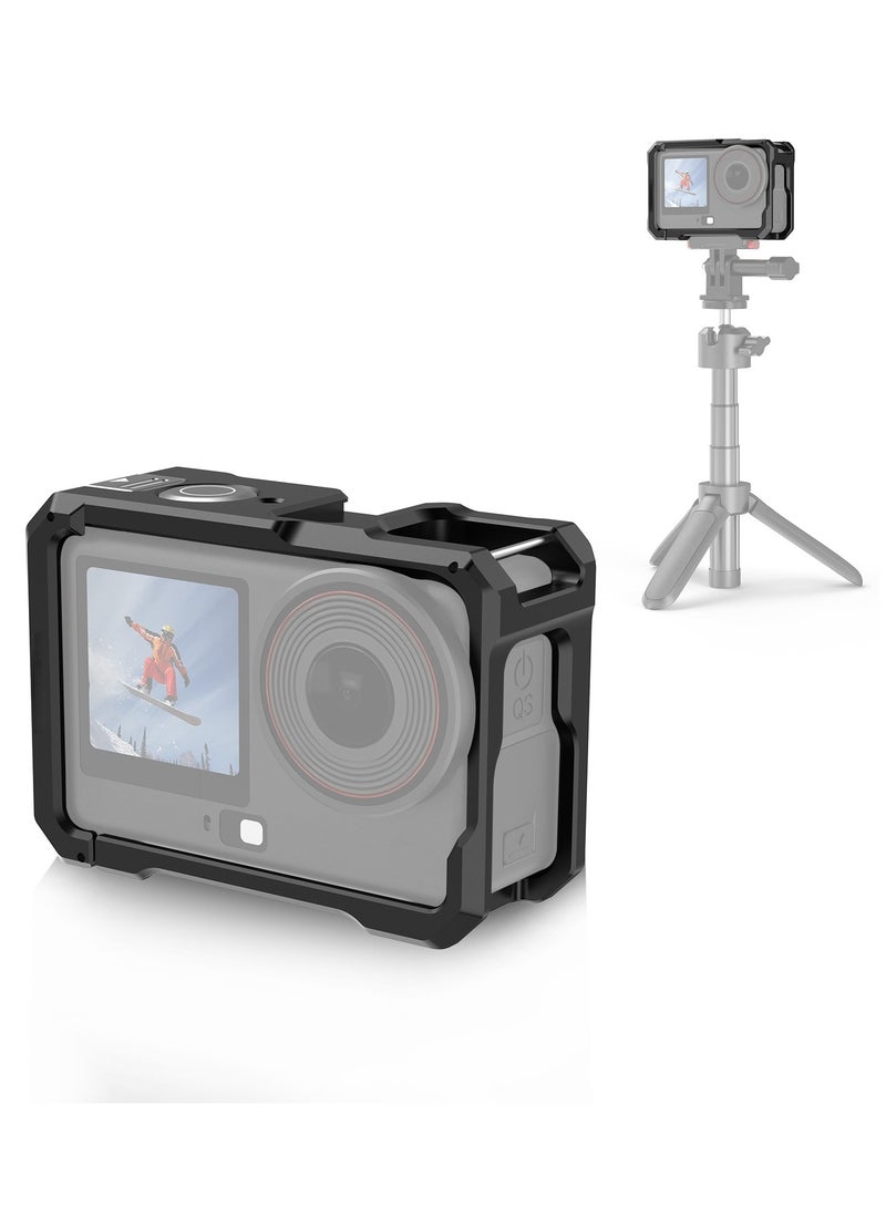 متوافق مع DJI Action 6 إطار حماية كاميرا من الألمنيوم مع منفذ Cold Shoe، تصميم فك سريع وحماية كاملة - Image 1