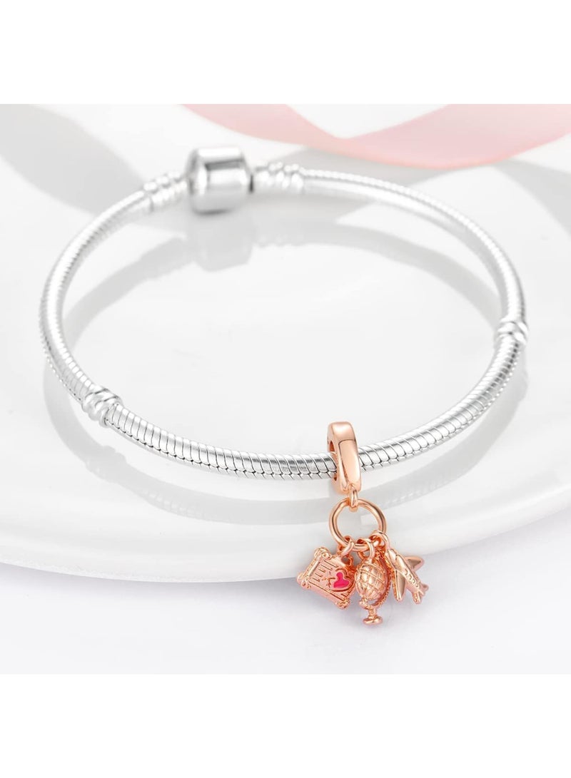 SOLARAE 925 فضة استرلينية سحر، أساور وقلائد زهور بناتية خرز معلقة مجوهرات، مجوهرات بنات خرز هدايا نسائية أساور وقلائد، أكسسوارات كريستالية يومية - Image 3