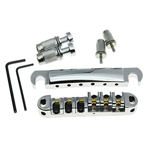 KAISH LP Tune-o-matic Roller Saddle Bridge Tailpiece Stopbar Set for Les Paul Chrome - Image 2