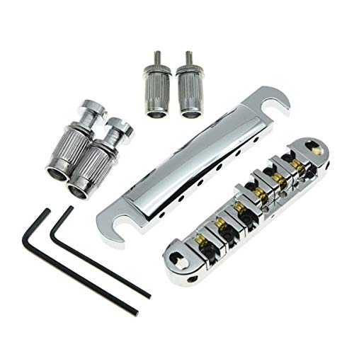 KAISH LP Tune-o-matic Roller Saddle Bridge Tailpiece Stopbar Set for Les Paul Chrome - Image 1