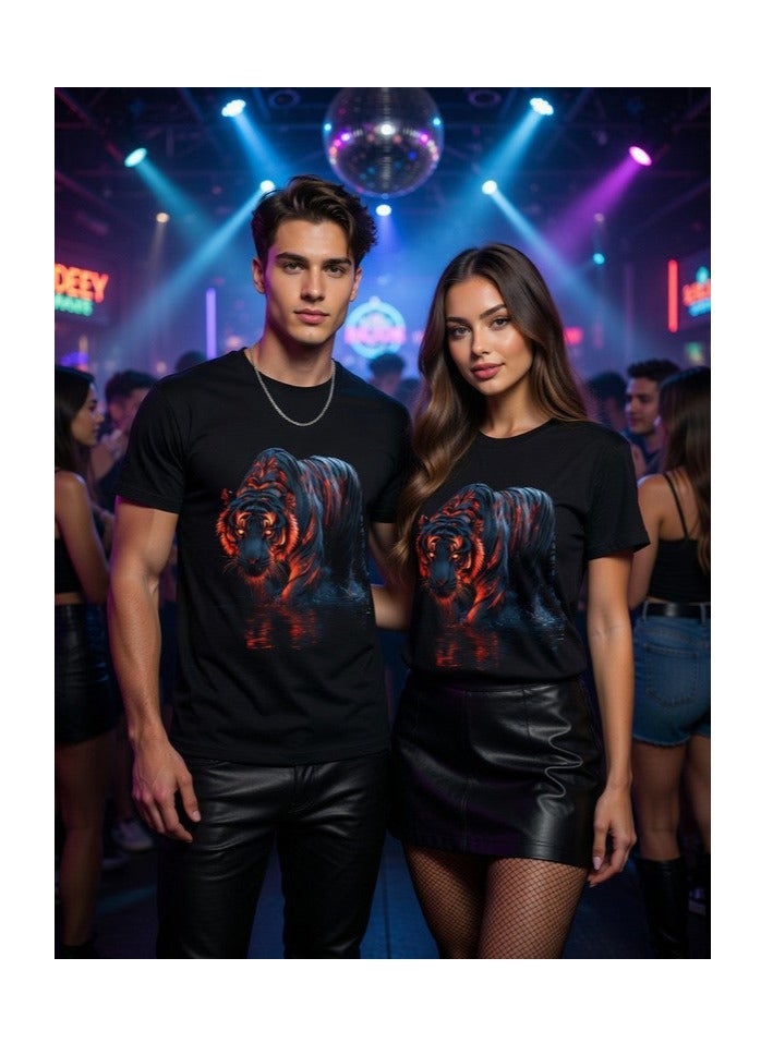 Dirty Lizard 1pc Unisex black t-shirt with animal print 100% cotton 5 - Image 1