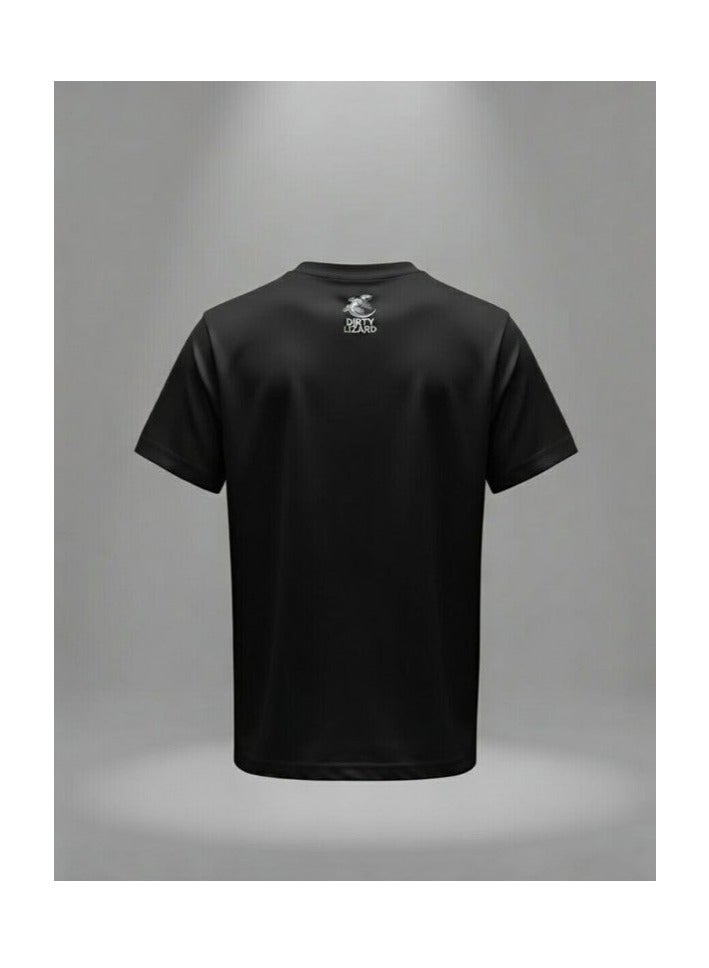 Dirty Lizard 1pc Unisex black t-shirt with animal print 100% cotton 5 - Image 3