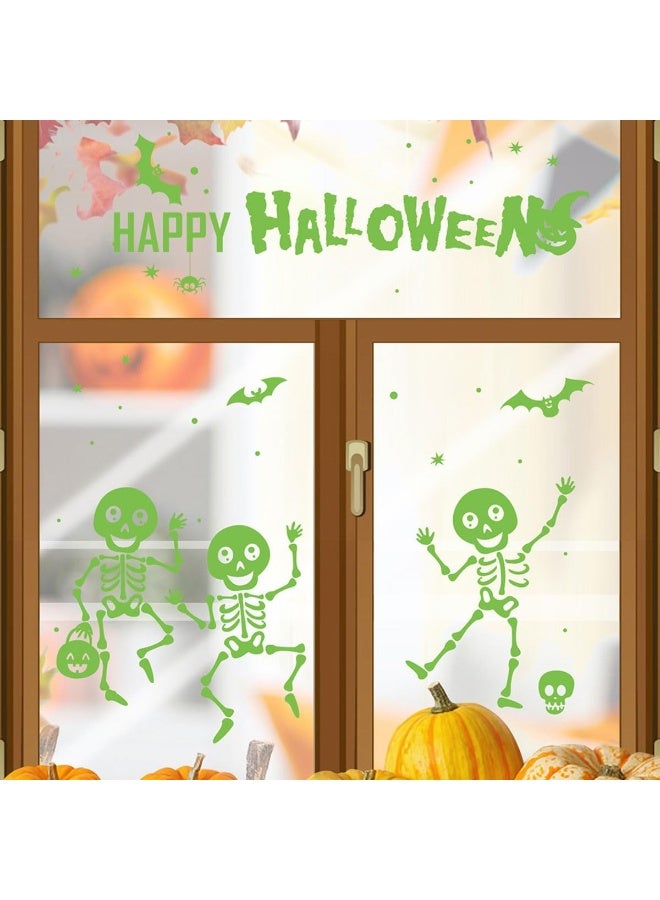 ECVV Halloween Luminous Stickers Happy Halloween Skeleton Night Glow Decals Glow In The Dark Wall Decal Cute Skull Self-Adhesive Wall Stickers For Home Office Halloween Decorations  - Image 2
