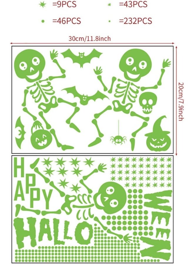 ECVV Halloween Luminous Stickers Happy Halloween Skeleton Night Glow Decals Glow In The Dark Wall Decal Cute Skull Self-Adhesive Wall Stickers For Home Office Halloween Decorations  - Image 4
