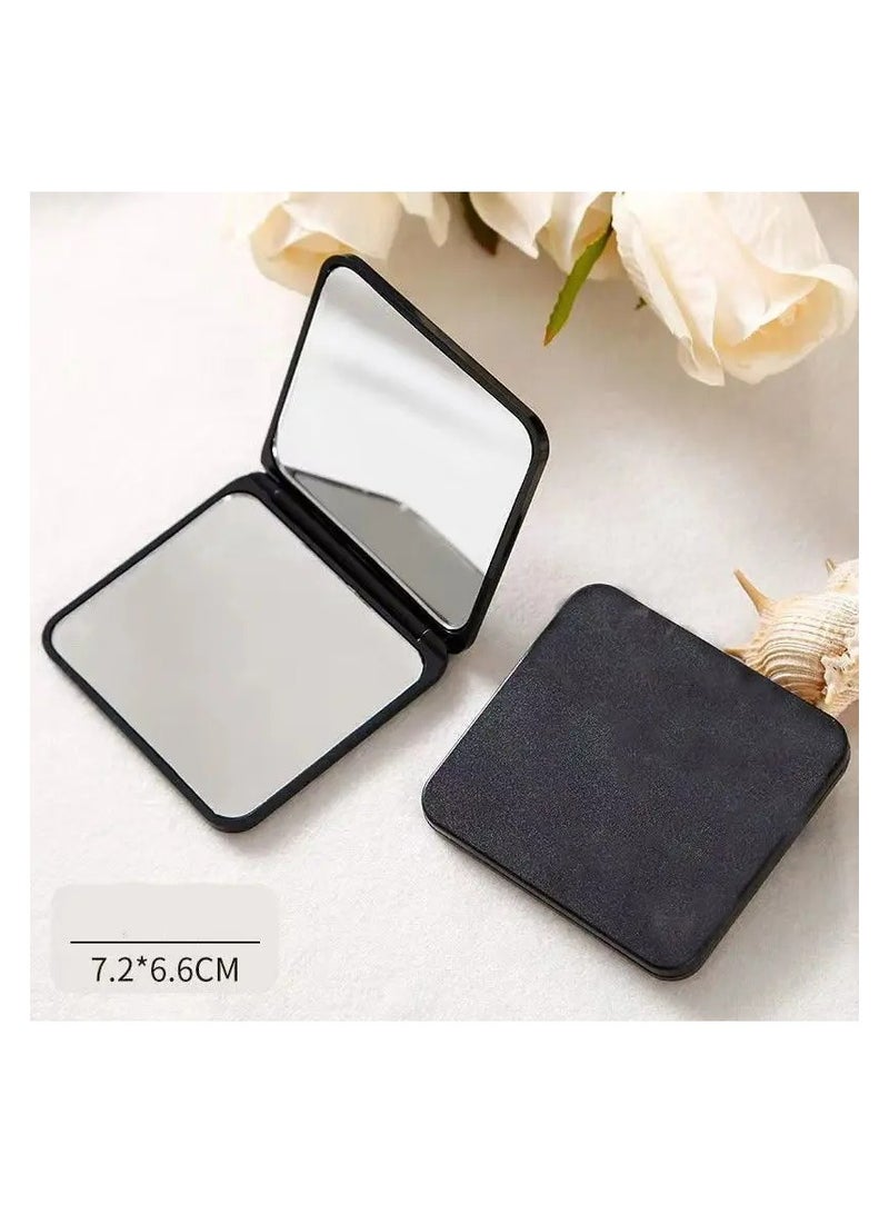 LANGMANNI Simple Square Folding Mirror Double Side Compact Mirror Vanity Mirror For Purse Perfect For Travel And Touch-ups(BLACK)  - Image 1