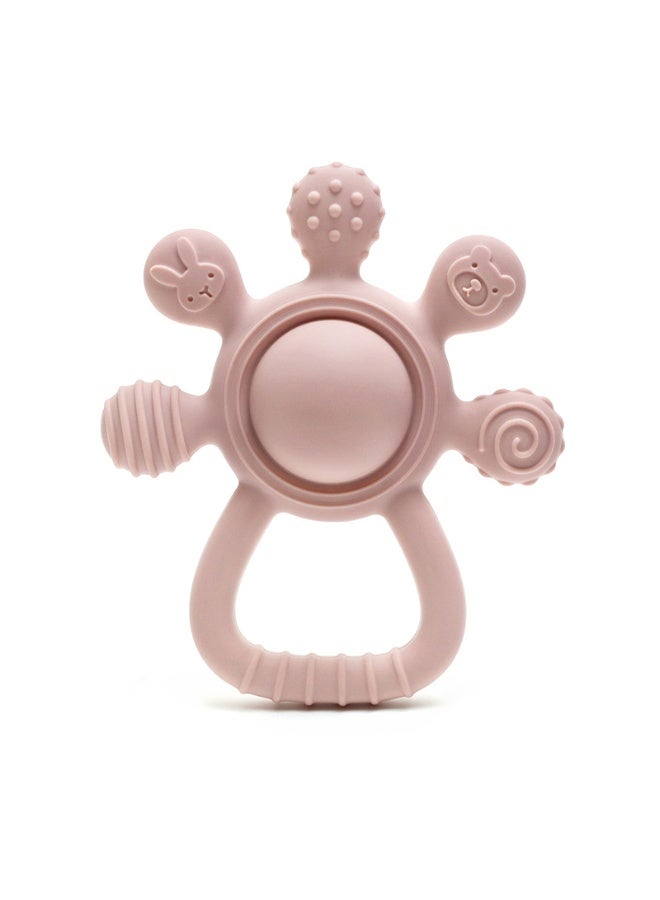 Mini Treasures BPA Free Silicone Baby Teething Toys| Baby Hand Teether Mitten for Sucking Needs| Baby Chew Toys Hand Pacifier for Soothing Teething Pain Relief - Pink - Image 1