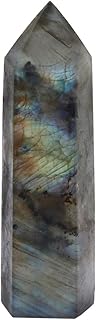 rockcloud Labradorite Healing Crystal Point Faceted Prism Wand Carved Reiki Stone Figurine - Image 1
