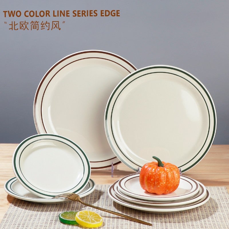 Melamine Commercial Round Plate Imitation Porcelain Restaurant El Cooking Plate Restaurant Pot Rice Cold Dish Plate Tableware - Image 1