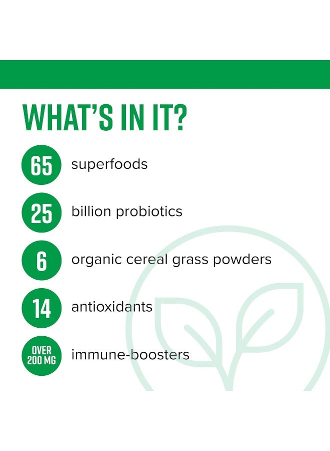 Vibrant Health - Green Vibrance, Plant-Based Superfood to Support Immunity, Digestion, and Energy with Over 70 Ingredients, 25 Billion Probiotics, Gluten Free, Non-GMO, Vegetarian, 30 Servings - Image 2