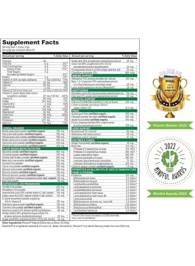 Vibrant Health - Green Vibrance, Plant-Based Superfood to Support Immunity, Digestion, and Energy with Over 70 Ingredients, 25 Billion Probiotics, Gluten Free, Non-GMO, Vegetarian, 30 Servings - Image 4