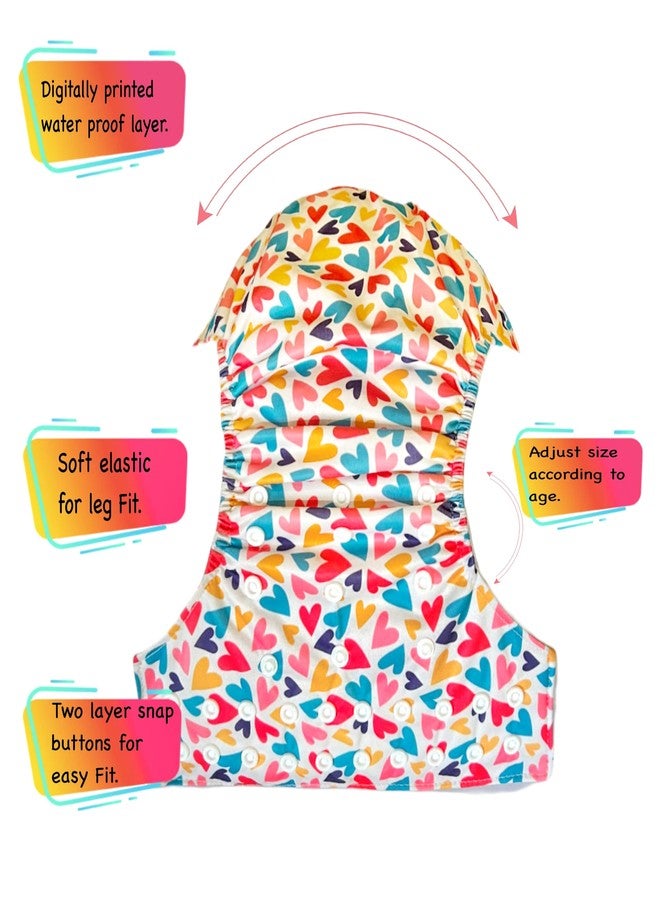 Dumbledo Premium Cloth Diaper with Cotton Insert (Pack of 5) | Dry Feel and Comfortable | Breathable | Adjustable Snaps | Worry-Free Diapering | 3 Months - 3 Years | Unisex Baby - Image 3