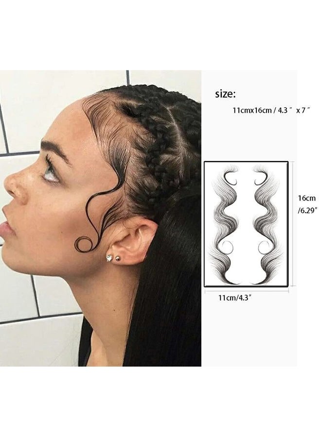 HANSAMU Bangs Tattoo Sticker Baby Hair Edges Side Bangs,2 Styles Popular Waterproof Fake Hair Fringe Edge Tattoo Stickers, Novelty Wig Natural Fashion Look Beauty DIY Hair Curler For Women Girls - Image 2