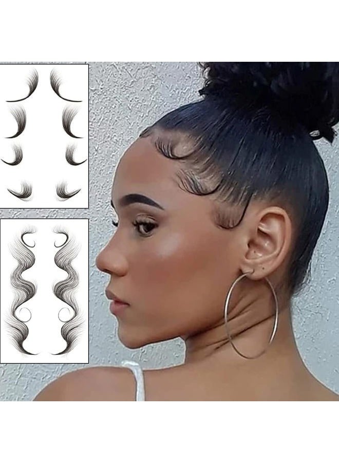 HANSAMU Bangs Tattoo Sticker Baby Hair Edges Side Bangs,2 Styles Popular Waterproof Fake Hair Fringe Edge Tattoo Stickers, Novelty Wig Natural Fashion Look Beauty DIY Hair Curler For Women Girls - Image 1