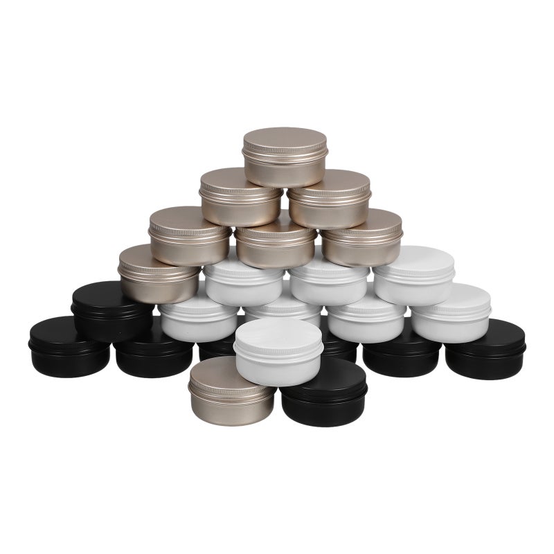 24Pcs 50ml Aluminium Box Tea Cosmetics Container Empty Makeup Cream Box Screw-Thread Box Golden Black White for Each 8Pcs - Image 4