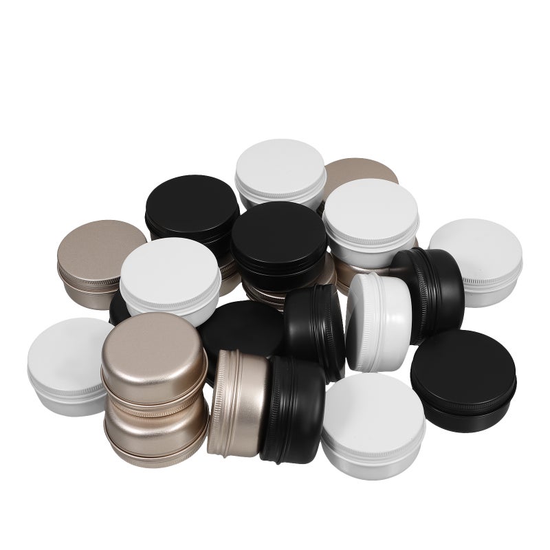 24Pcs 50ml Aluminium Box Tea Cosmetics Container Empty Makeup Cream Box Screw-Thread Box Golden Black White for Each 8Pcs - Image 1