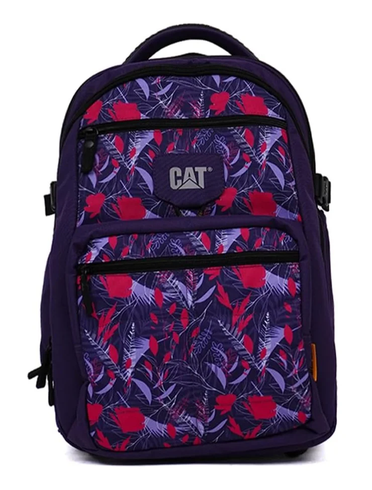 Caterpillar CAT RollRover 2â€‘Wheel Trolley Backpack â€“ 29.5L, Laptop Compartment, 600D/1680D Polyester, Tropical Red/Blue