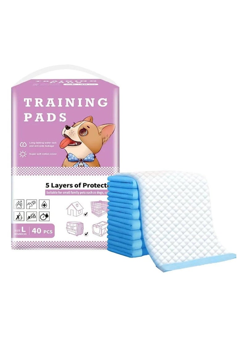 م.ا & ف'س وسادات بول سريعة الجفاف مضادة للتسرب، ماصة للاستخدام مرة واحدة، وسادات تدريب للحيوانات الأليفة للاستخدام مرة واحدة مع 5 طبقات عالية الامتصاص، وسادات جرو لتدريب الحيوانات الأليفة على استخدام المرحاض 60 × 60 سم، 40 قطعة - Image 2