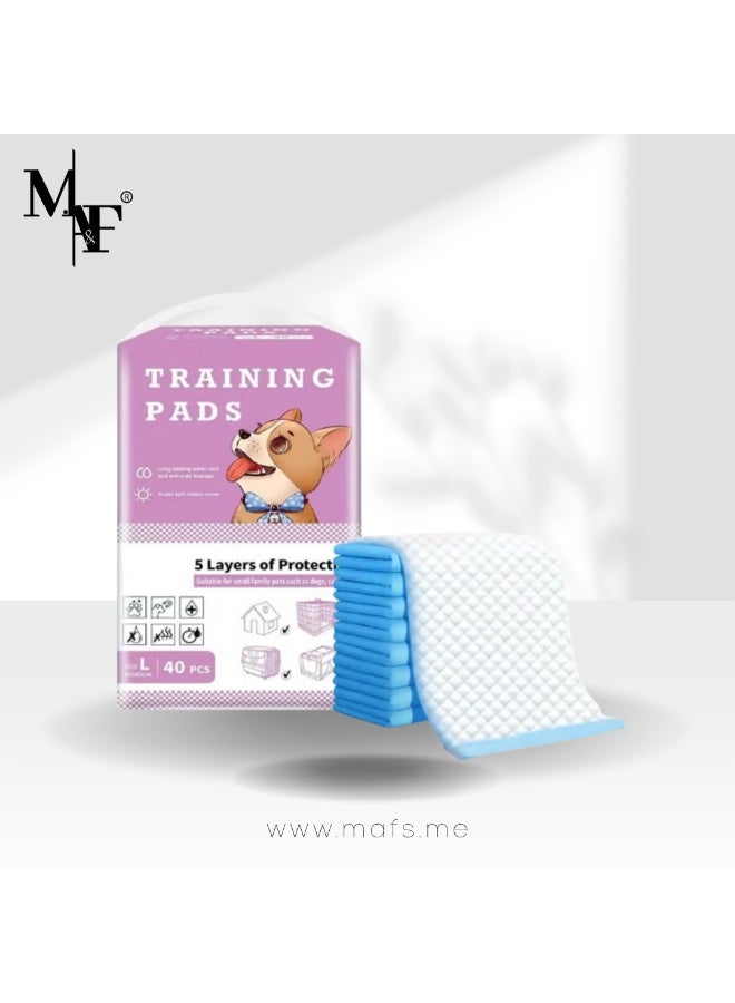 م.ا & ف'س وسادات بول سريعة الجفاف مضادة للتسرب، ماصة للاستخدام مرة واحدة، وسادات تدريب للحيوانات الأليفة للاستخدام مرة واحدة مع 5 طبقات عالية الامتصاص، وسادات جرو لتدريب الحيوانات الأليفة على استخدام المرحاض 60 × 60 سم، 40 قطعة - Image 1