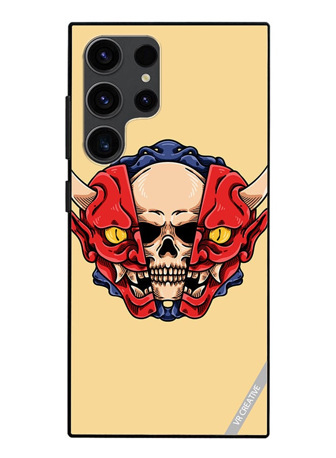 VR CREATIVE Protective Case Cover For Samsung Galaxy S23 Ultra 5G Skull Inside Demon Oni Mask Design Multicolour - Image 1