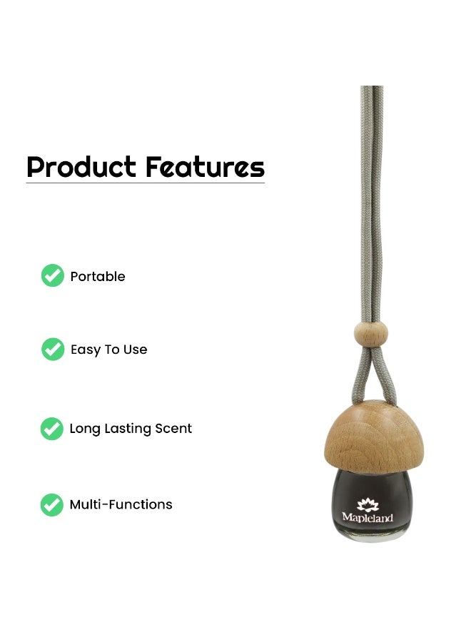 معطر جو للسيارة من مابلاند، زجاجة معلقة، برائحة الثلج المنعش، غطاء خشبي، زجاجة زجاجية، يدوم طويلاً، معطر جو داخلي للسيارة والمنزل والمكتب - برائحة الثلج المنعش - Image 3