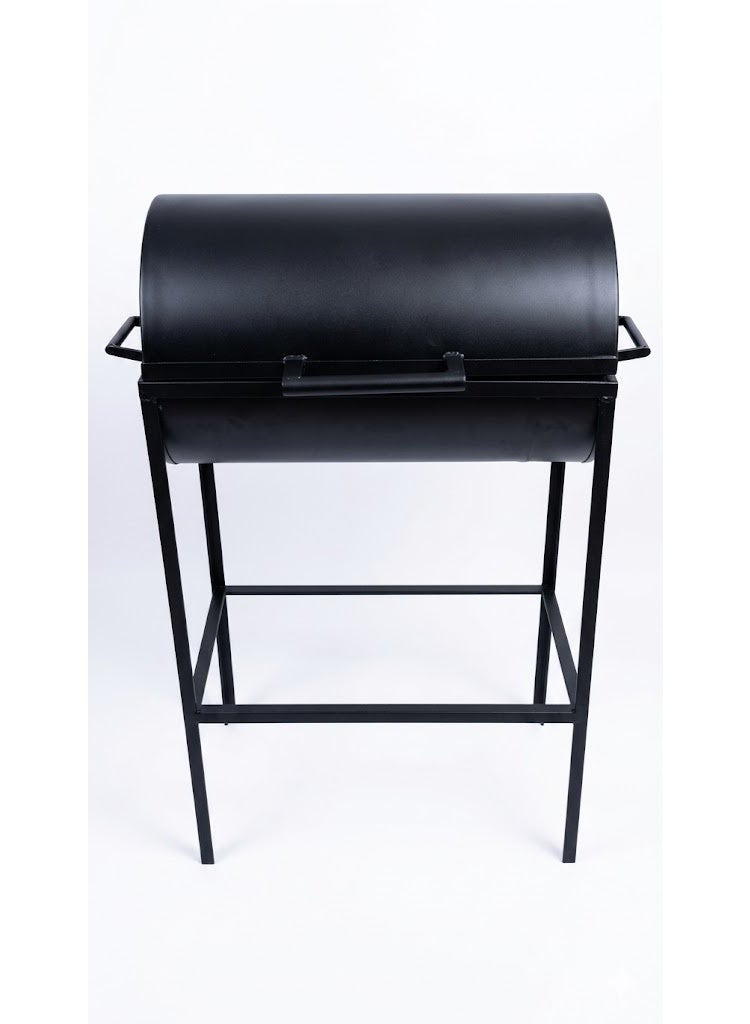 Premium barrel-type charcoal garden grill with grill holder edges and handle 36cm x 59cm, Depth 18cm - Image 3