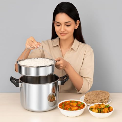 Expresso - Stainless Steel Steamer Baskets - steam Veggies, Meat or Fish - Compatible with Prestige Regular Model 7.5/10/12 litres (Pack Of 1) - Image 4