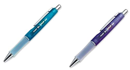 PIL (2) PILOT Dr. Grip Refillable & Retractable Gel Ink Rolling Ball Pen, Fine Point, Purple Barrel, Black Ink (36261) & Blue Barrel, Black Ink, Single Pen (36260) - Image 1