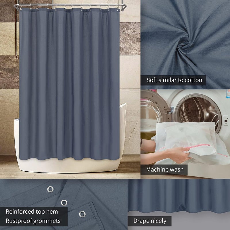 ALYVIA SPRING Extra Long Fabric Shower Curtain Liner Waterproof - 72" x 84", Soft & Lightweight XL Shower Curtain with 3 Magnets, Machine Washable - 72x84, Stone Blue | 3 Magnets, Soft Cloth & Hotel Quality, Machine Washable, Light-Weight, Extra Long Size - Image 3