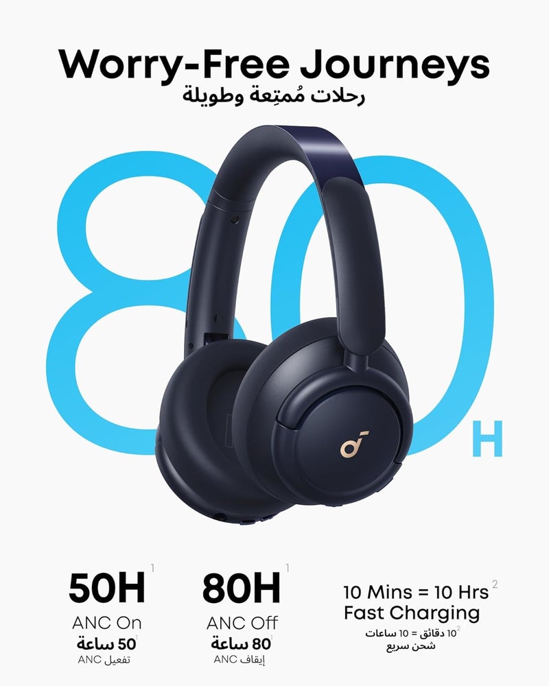 Anker Soundcore Q30 Hybrid Active Noise Cancelling Headphones Bluetooth with Multiple Modes, Hi-Res Sound Bluetooth Headphones, Custom EQ via App, 50H Playtime, Multipoint Connection - Image 4