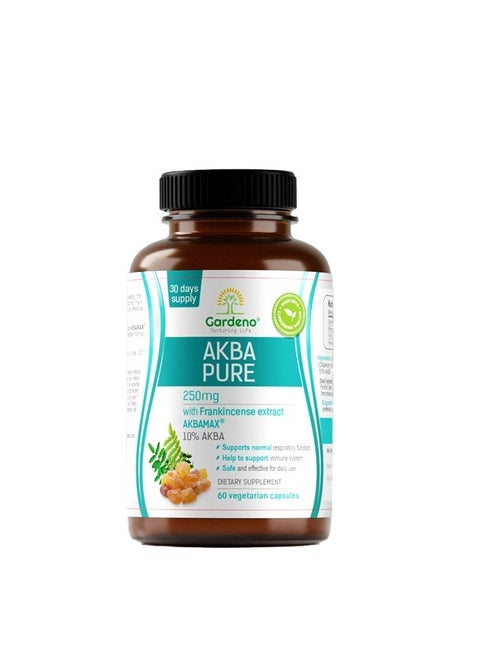Akba Pure 250 mg Support Normal Respiratory Function and Immune System 60 Vegetarian Capsules