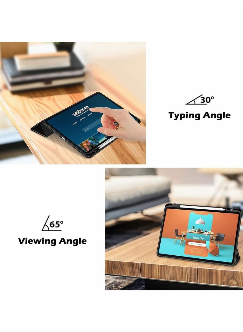SYOSI حافظة لجهاز Xiaomi Mi Pad 5 / حافظة Pro مقاس 11 بوصة مع حامل قلم رصاص وحامل ثلاثي الطيات مع خاصية الإيقاظ/النوم التلقائي وغطاء خلفي شفاف ذكي  - Image 4