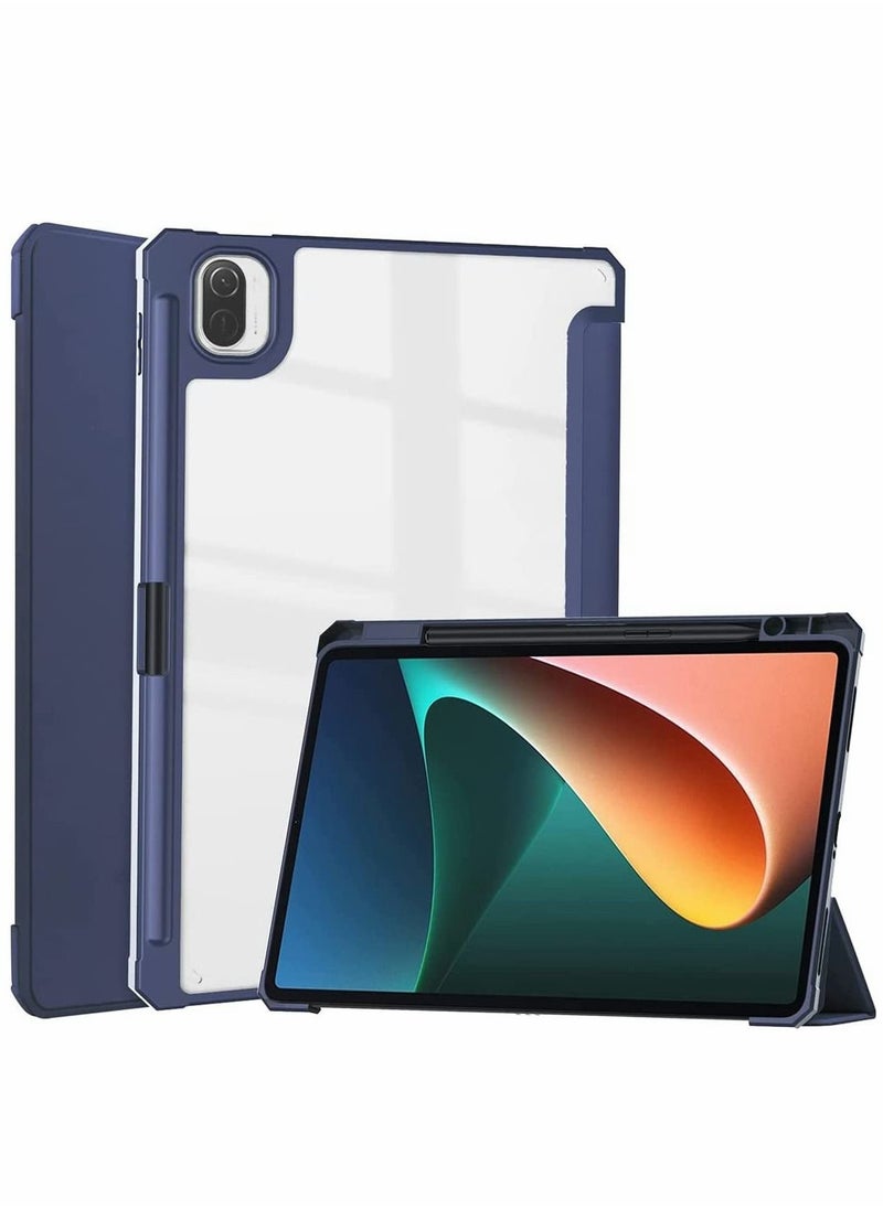 SYOSI حافظة لجهاز Xiaomi Mi Pad 5 / حافظة Pro مقاس 11 بوصة مع حامل قلم رصاص وحامل ثلاثي الطيات مع خاصية الإيقاظ/النوم التلقائي وغطاء خلفي شفاف ذكي  - Image 1