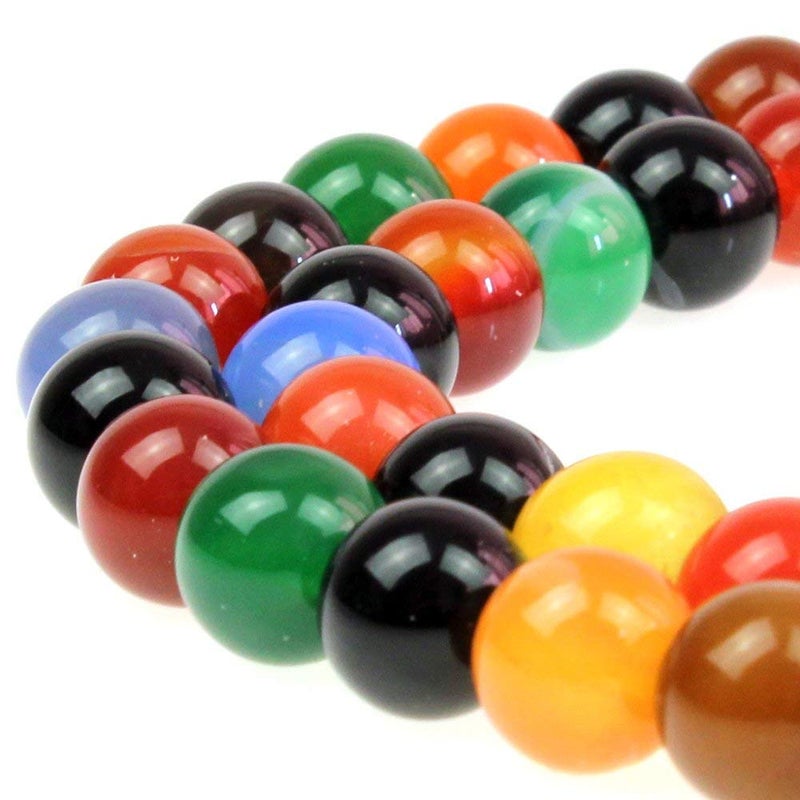 MJDCB AAA Natural Multicolor Agate Beads Round Colorful Stone Energy Healing Beads for DIY Necklace Bracelat Jewelry Making Strand 15" (12mm) - Image 2