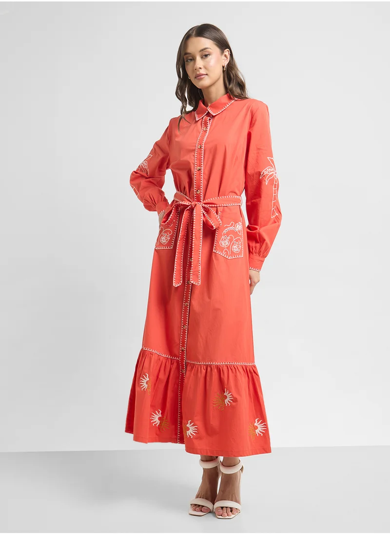 Never fully Dressed Tie Detailed Shirt Dress