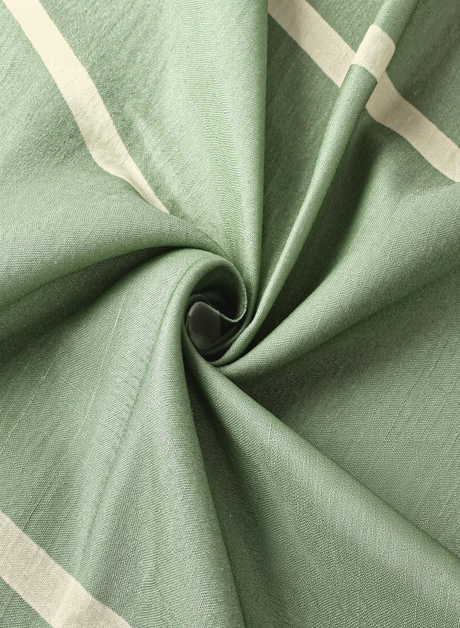 Treory Striped Shower Curtain Set: Sage Green Shower Curtain with Beige Stripes, Olive Printed Plaid Pattern Waterproof Fabric with Hooks, Modern Farmhouse Home Decor for Bathroom, 72" x 72" - Image 4
