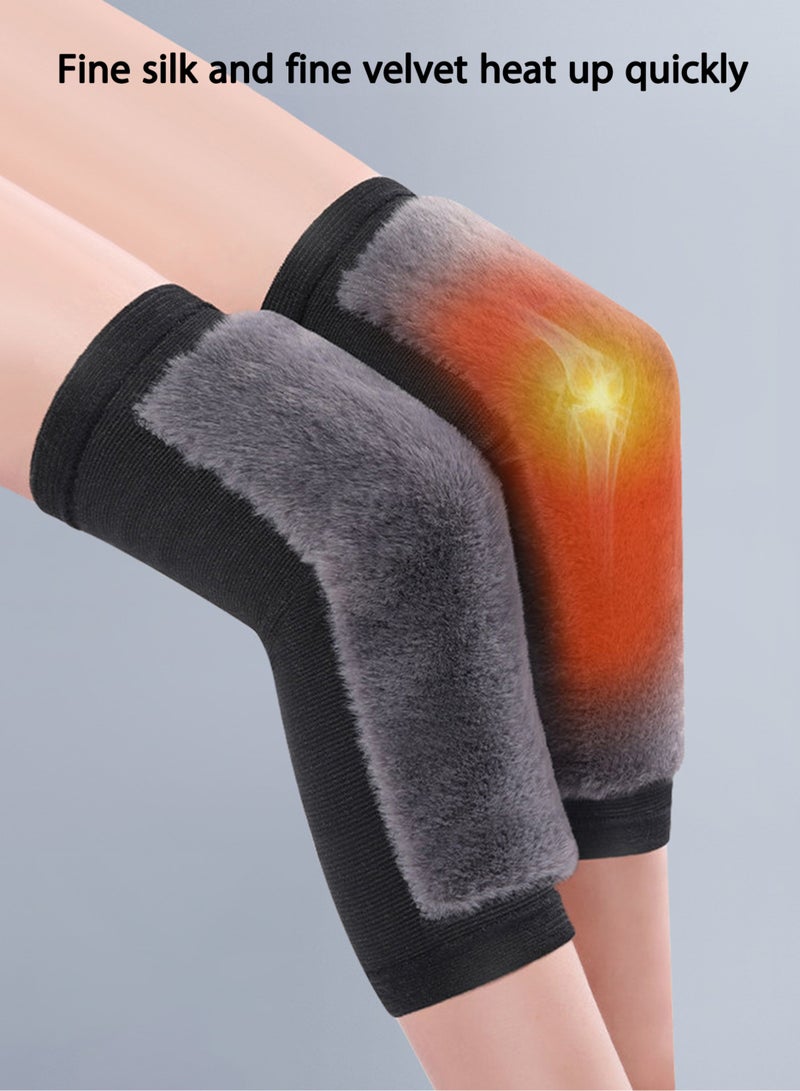 Jourvent Women Men Knee Warmers Knee Brace Sleeve Leg Warmer Wool Cashmere Thicken Knee Supports Knee Pads Legging Stocking Warm Thermal Ski Cycling Knee Brace Sleeve for Joint Pain Arthritis (1 Pair) - Image 4