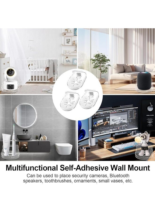 Lynacz Original 3 Piece Punch-Free Clear Plastic Adjustable Wall Mount Bracket for Surveillance Cameras - Image 2