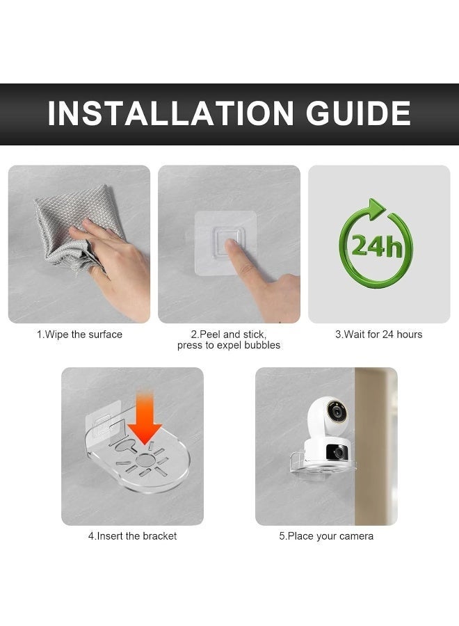 Lynacz Original 3 Piece Punch-Free Clear Plastic Adjustable Wall Mount Bracket for Surveillance Cameras - Image 4