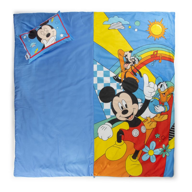 Jay Franco Kids Slumber Bag and Pillow - 54 x 27 Inch Comfy Indoor Sleeping Bag for School and Sleepovers  2 Piece Set  Multi - Mickey Mouse - Image 4