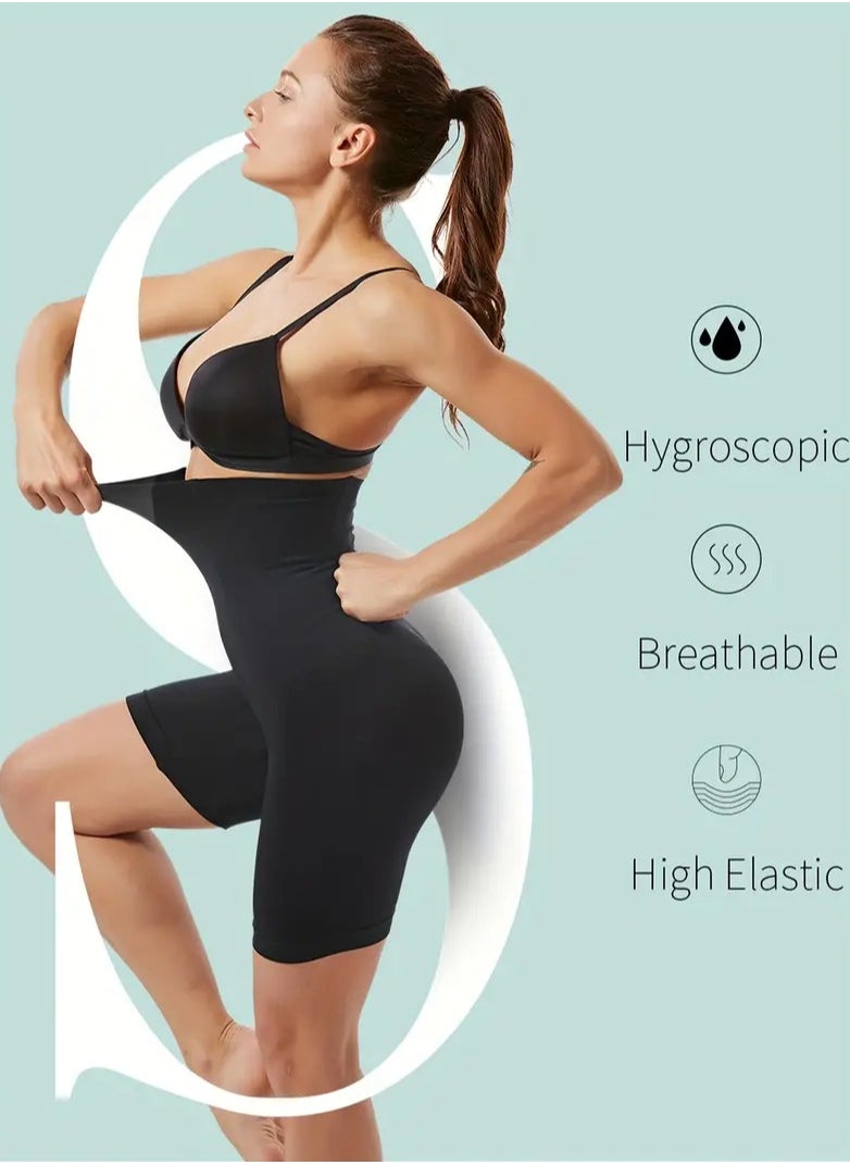 Solid Seamless High Waist Shaping Shorts Tummy Control Compression Shorts To Lift & Shape Buttocks Women's Underwear  High Waist Shapewear