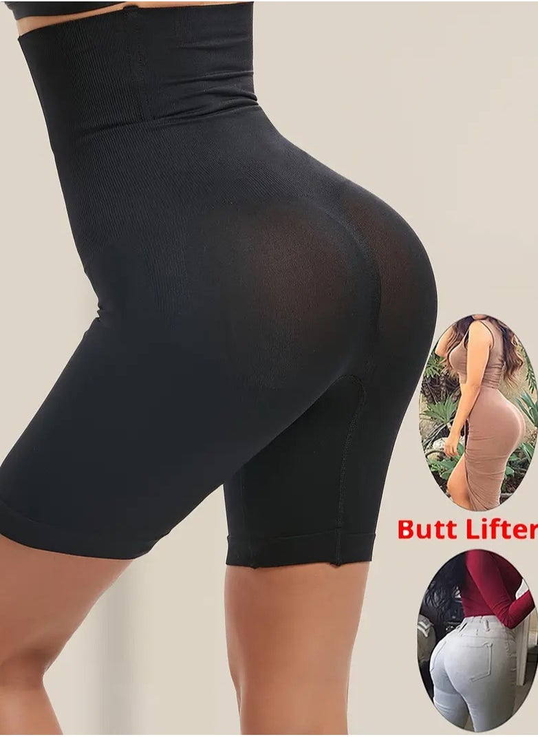 Solid Seamless High Waist Shaping Shorts Tummy Control Compression Shorts To Lift & Shape Buttocks Women's Underwear  High Waist Shapewear