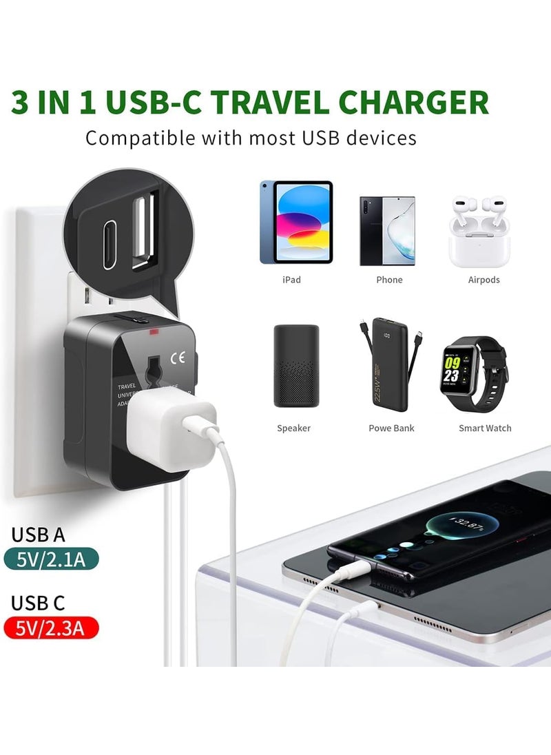 BIYALI BIYALI Universal Travel Adapter International All in One Worldwide Travel Adapter and Wall Charger with USB Ports International Worldwide Charger Plug for Phone Laptop Mobile Camera Tablet  - Image 2