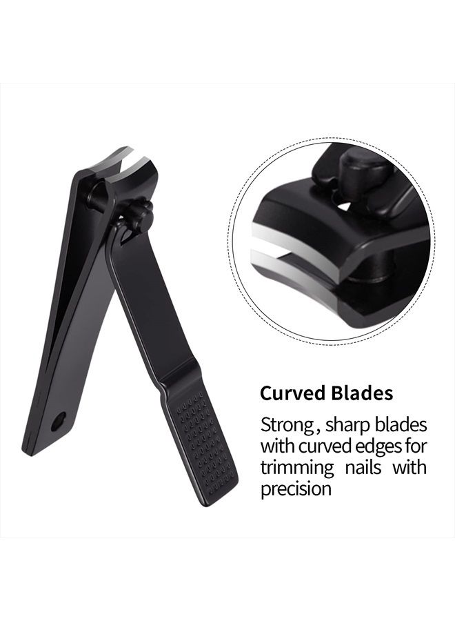 FIXBODY Nail Clipper Set – Black Stainless Steel Fingernails & Toenails Clippers & Nail File Sharp Nail Cutter with Leather Case, Gift for Men and Women, Set of 3 - Image 4