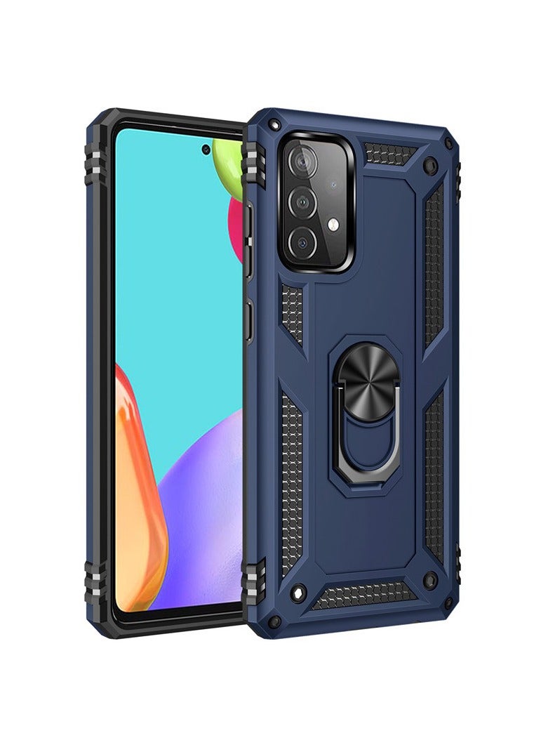 غطاء هاتف Samsung Galaxy A52 بدورق معدني دوار 360 درجة وحماية عسكرية ضد الصدمات والصدمات الثقيلة، متوافق مع Galaxy A52 5G