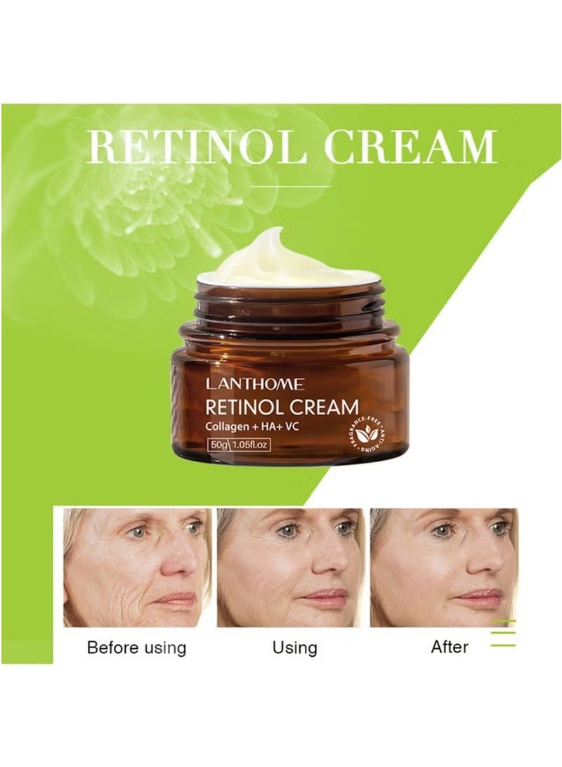 لانثوم كريم الريتينول مع الكولاجين وحمض الهيالورونيك وفيتامين C – مرطب مضاد للتجاعيد للوجه والرقبة ومنطقة العين، 50 جم - Image 3