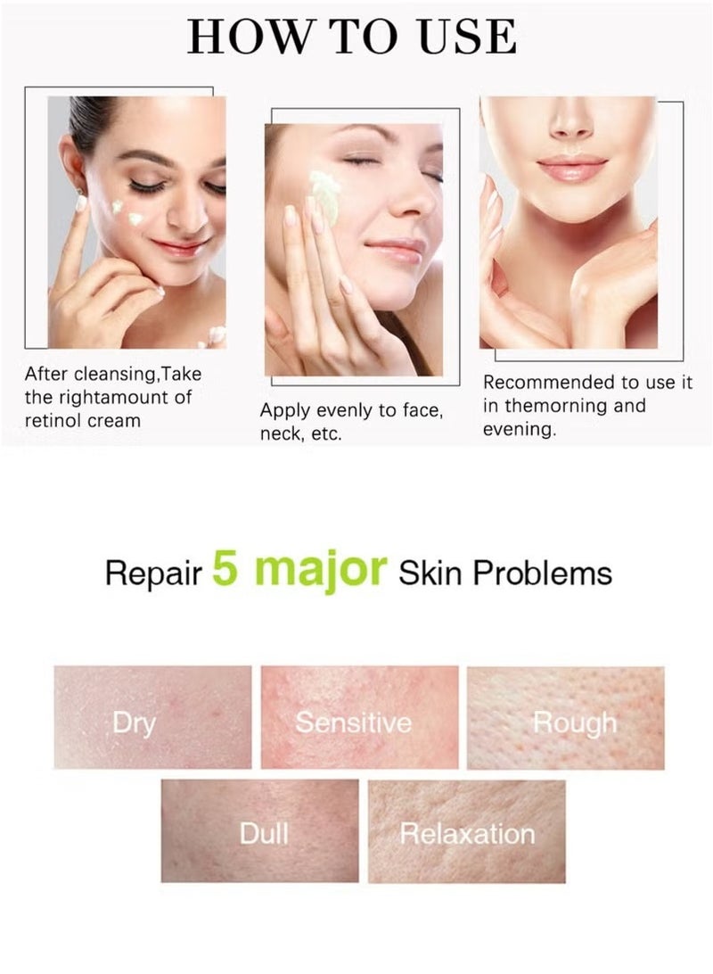 لانثوم كريم الريتينول مع الكولاجين وحمض الهيالورونيك وفيتامين C – مرطب مضاد للتجاعيد للوجه والرقبة ومنطقة العين، 50 جم - Image 5