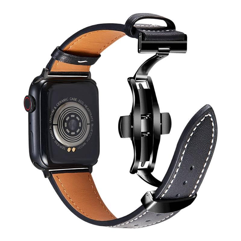 سوار ساعة ذكية باللون بني قابل للتعديل سوار جلدي كلاسيكي متوافق مع Apple Watch 38/40/41/42/44/45/49mm بملاءمة قابلة للتعديل وحزام بديل - Image 4