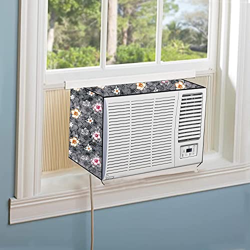 Da Anushi Window Ac Cover for 1.5 Ton Capacity AC Attractive Digital Prints/Waterproof & Dustproof/All Weather Window Ac Cover (Grey Multi Flower), Polyester - Image 3